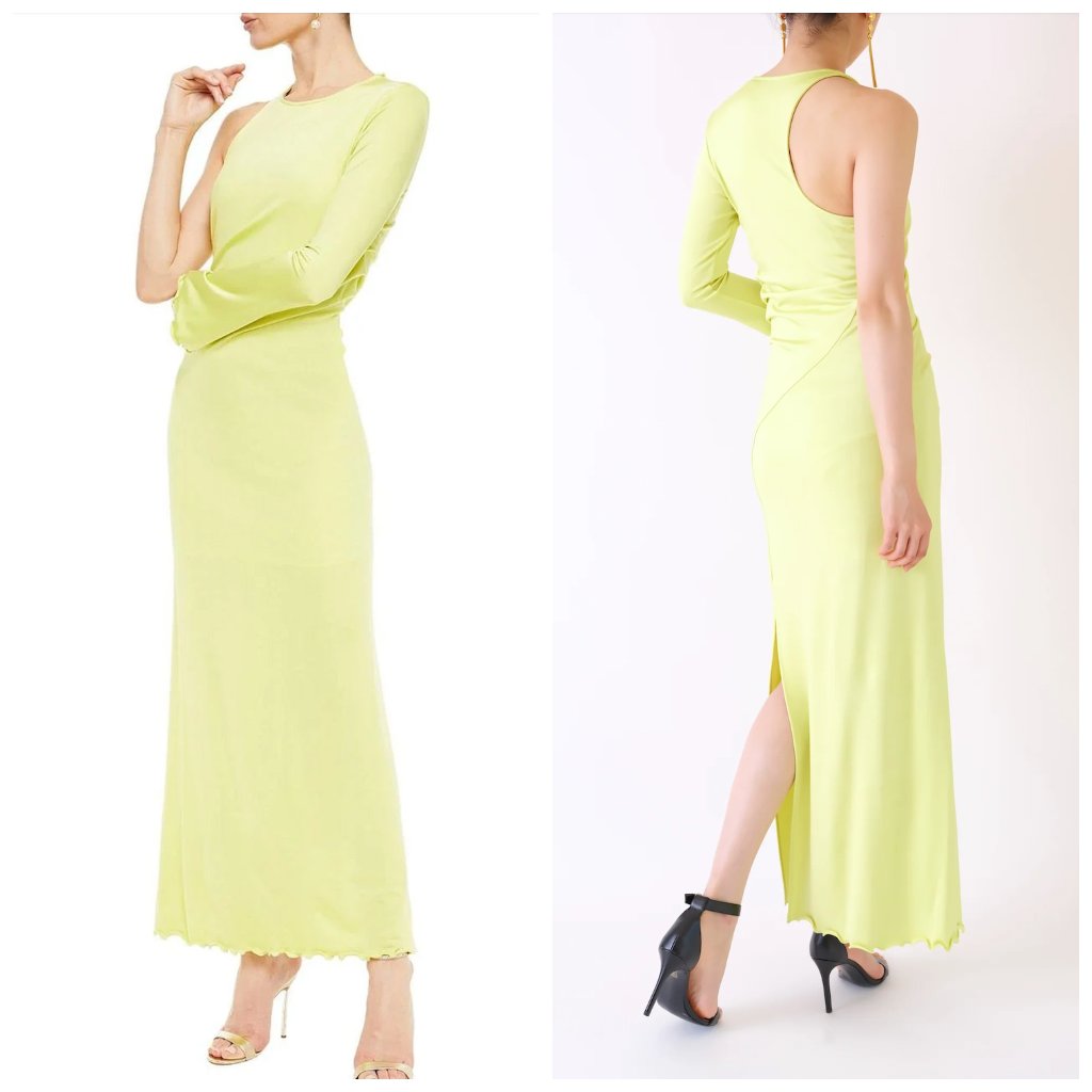 Diane Von Furstenberg Kylie Asymmetric Ruched Stretch-Jersey Gown In Chartreuse